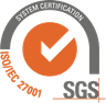 Tanda sertifikasi sistem SGS untuk ISO/IEC 27001